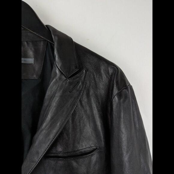 [SOLD] JOHN VARVATOS Men Sz US 40 IT 50 L Black Sheep Skin Leather Blazer Jacket - Picture 2 of 9